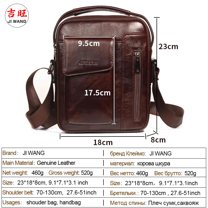 New Genuine Leather Man Messenger Bags Vintage Cow Leather Small Shoulder bag For Male Men's Crossbody Bag Casual Tote handbags