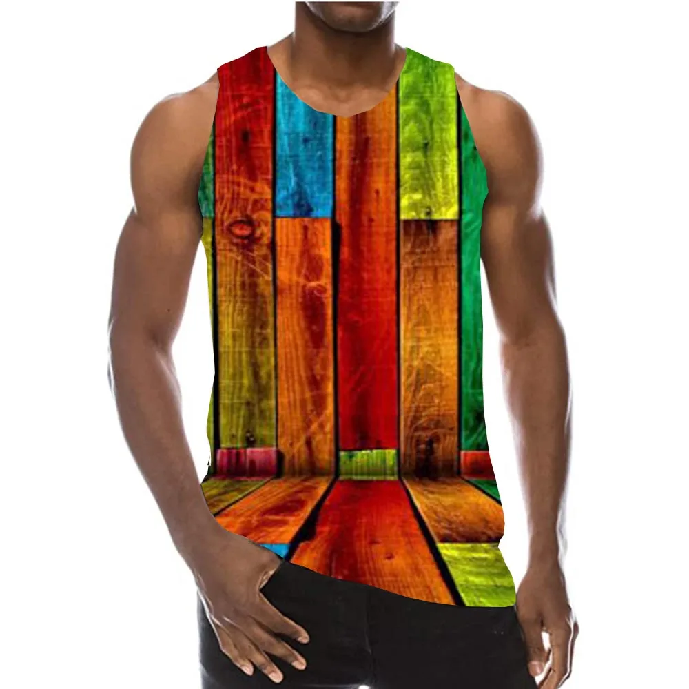 

Men's Rainbow Tank Tops Graphic Sleeveless US Size 3D Print Tops Beach Vest Men/Woman Plus Size Shirt