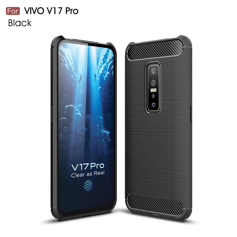 Чехол wolfrule для Vivo V17 Pro чехол противоударный бампер из углеродного волокна чехол для Vivo V17 Pro Чехол для телефона для Vivo V17Pro чехол 6,44" - Цвет: Black