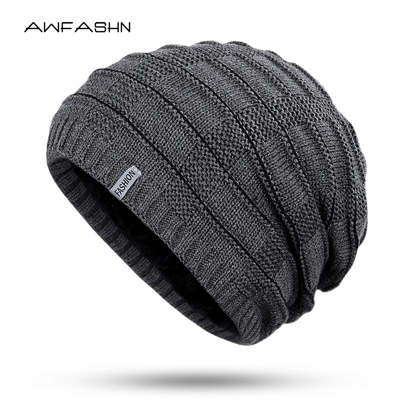 Новая мода зимняя мужская вязаная шапка женская толстая подкладка плюс бархатная теплая шапка Повседневная флисовая мягкая шапка уличная облегающая шапка