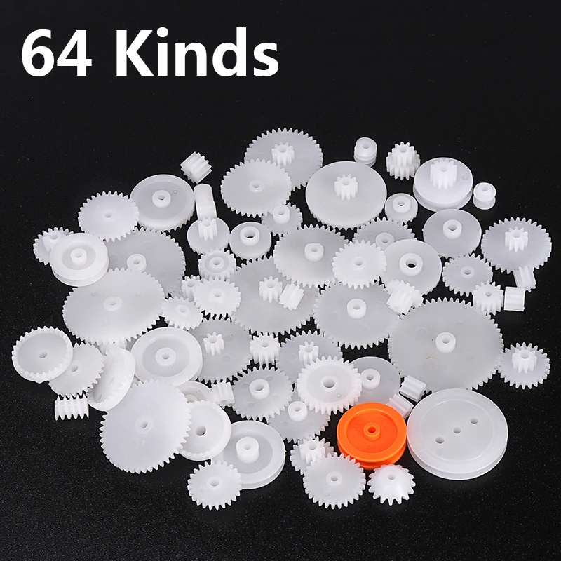 

64 Kinds Plastic Shaft Single Double Layer Crown Worm Gears Cog Wheels M0.5 for Robot DIY Necessary