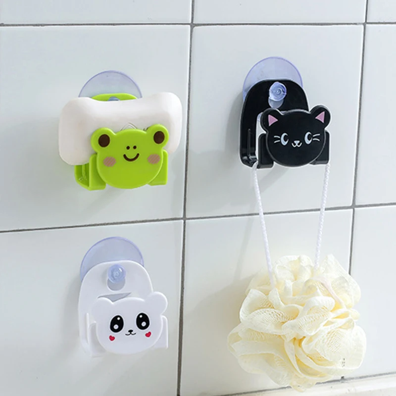 

Kitchen Storage Organizer Cartoon Wall Shelf Bathroom Shelves Soap Holder Suction Cup Kitchen Rack Dish Cloth Sponge Holder D40