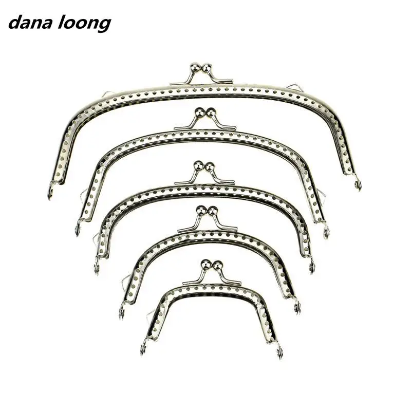 Metal Purse Frame Bag-Accessories Lock Silver Kiss-Clasp Basic DIY Glossy Arc-Shaped