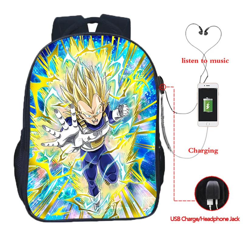 Dragon Ball Z Многофункциональный рюкзак Goku Vegeta школьные сумки для подростков девочек мальчиков зарядка через usb ноутбук рюкзак дорожные сумки - Цвет: 11