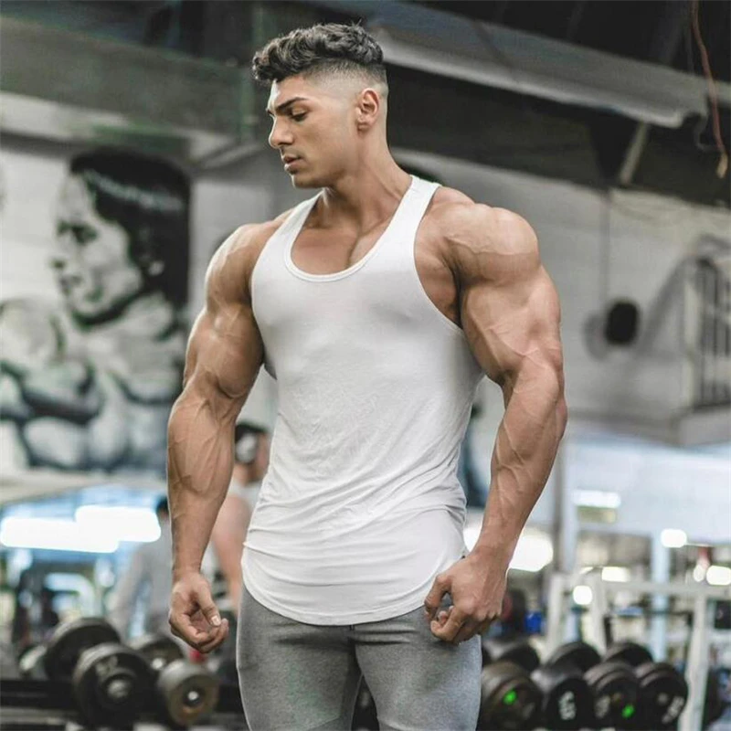 Brand Gym Sleeveless Shirt Solid Cotton Clothing Tank Tops Workout Muscle Men Fitness Bodybuilding Stringer Mens Sporting Vests