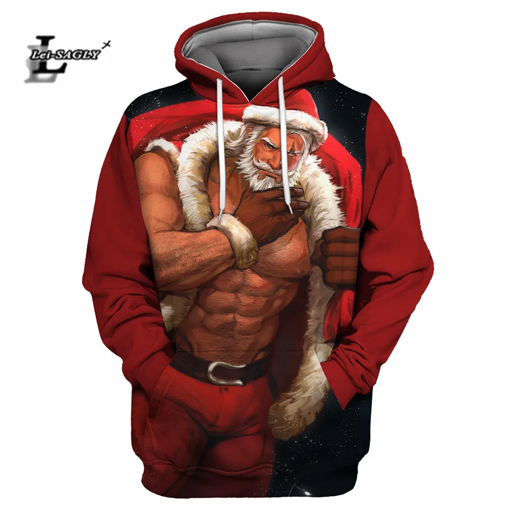 Lei-SAGLY Merry Christmas Осень Женские повседневные хипстерские толстовки Толстовка Девушка 3D Kawaii Прекрасный Санта Клаус негабаритных худи