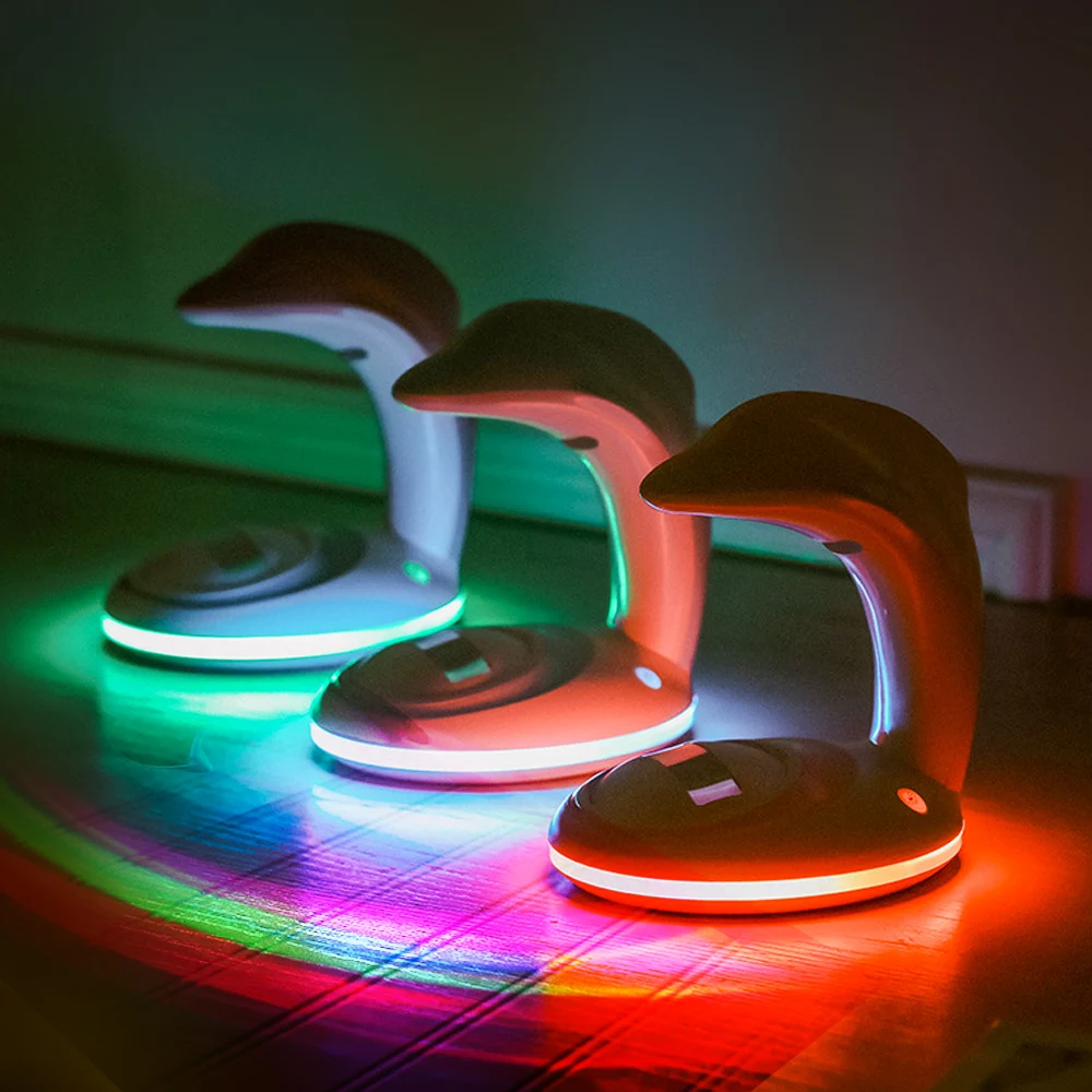 

Dolphins Shape Portable LED Night Light Colorful Rainbow Lamp Romantic Rainbow Universal Projection Lamp For Home Decor