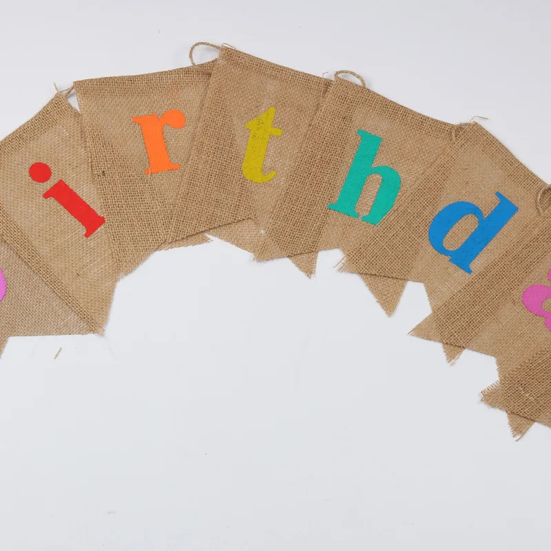 DIY Creative Party Decoration Hanging Flag Christmas Heart Linen Pennants Baby Shower Pennants