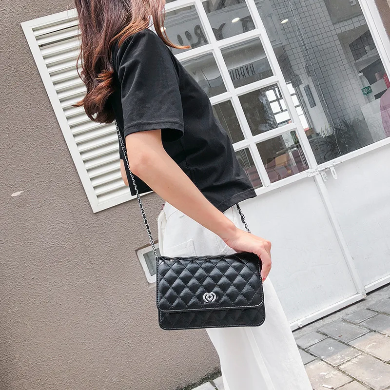 

Bag Women's 2019 New Style Fashion Korean-style Shoulder Bag Mini Square Sling Bag Shoulder Bag Rhombus Chain Small CK Bag