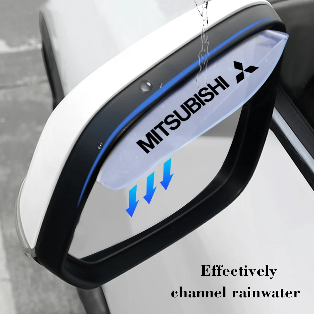

2PCS PVC Car Rearview Mirror Eyebrow Rain Shade Rainproof Cover For Mitsubishi l200 ASX Outlander Lancer EX Pajero LancerEvo