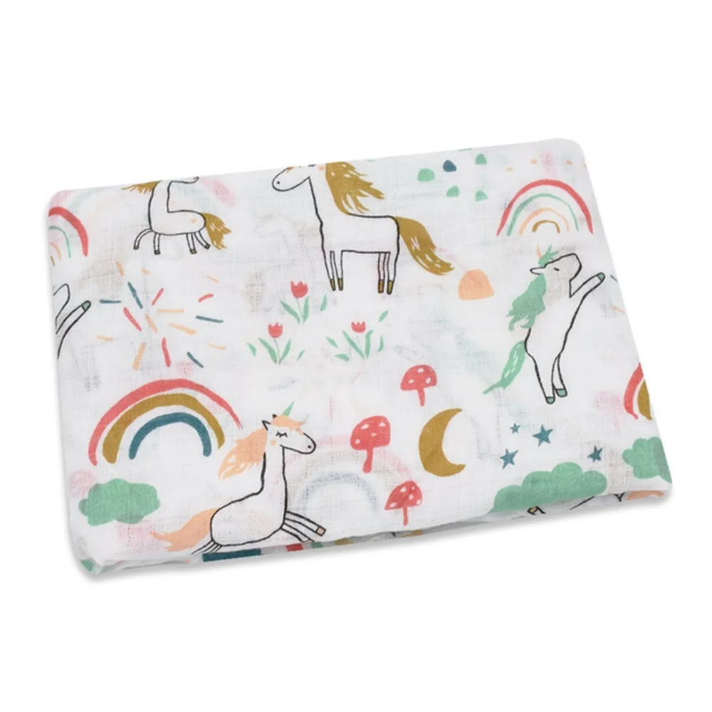 

Baby Swaddle 100%Cotton Flamingo Rose fruit Print Muslin Baby Blankets Bedding Infant Swaddle Towel For Newborns Swaddle Blanket