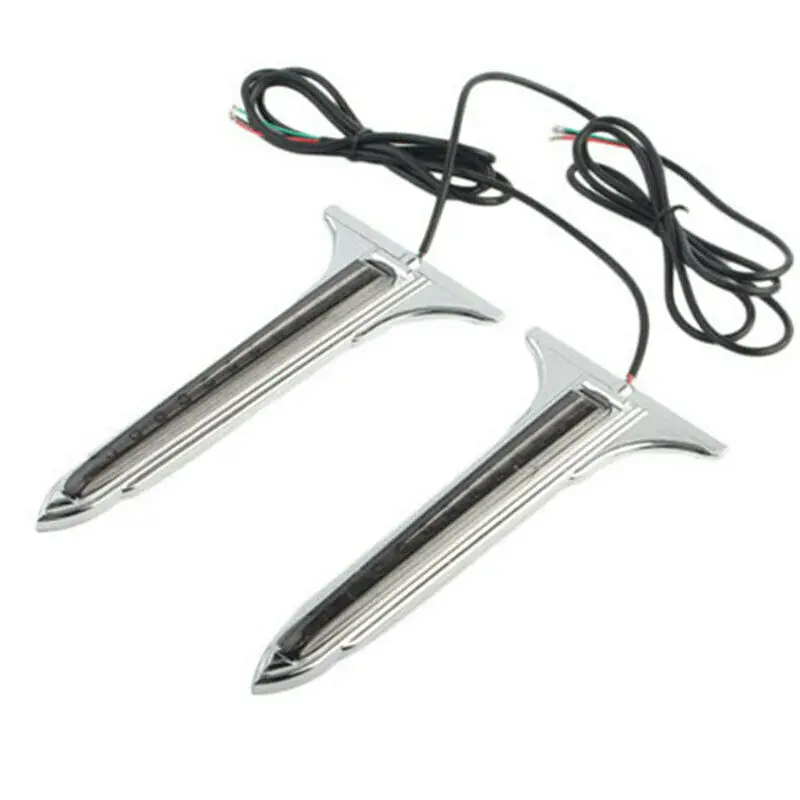 Motorcycle Chrome Wedge LED Brake Tail Light Warning Rear Saddlebag Accents Lights Smoke/Red Lenses For Harley Touring |