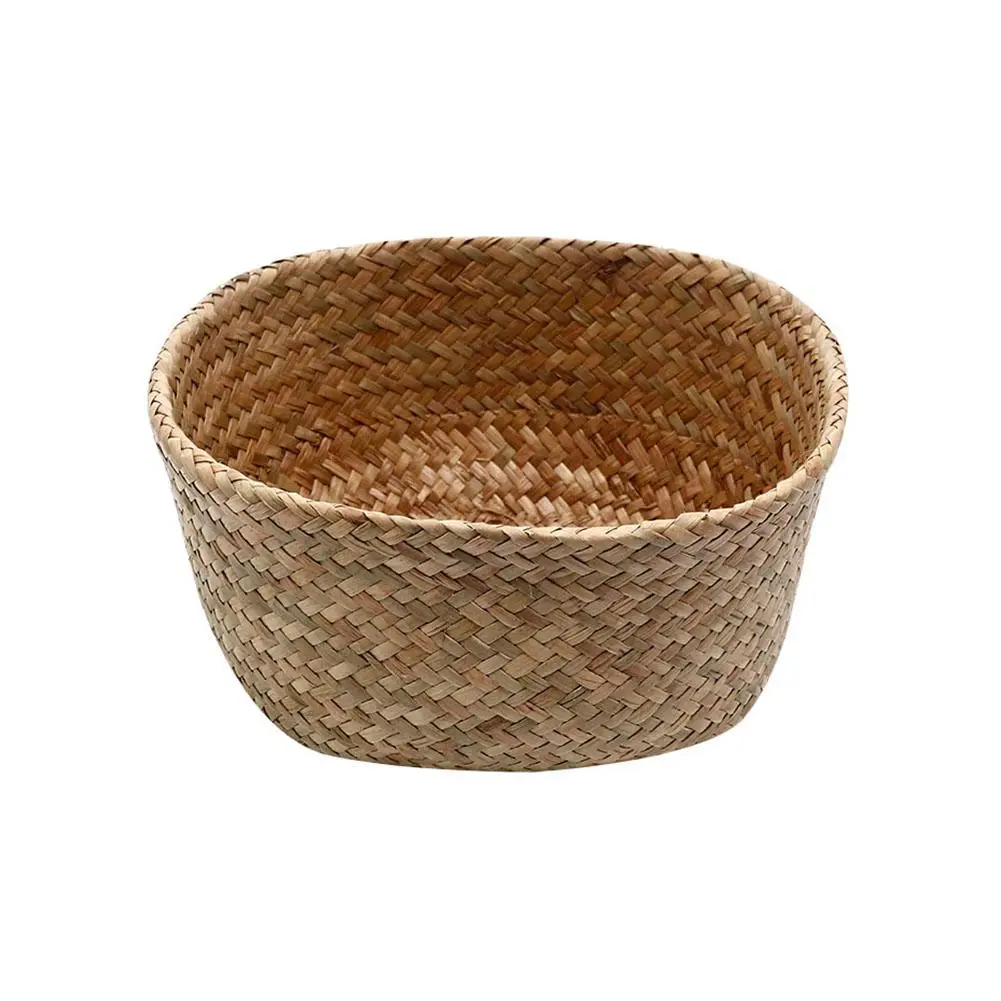 TPFOCUS Storage Basket Hand-Woven Basket Foldable Storage Basket with Handle Organizer for Dirty Clothes Fruit Flowers Seagrass