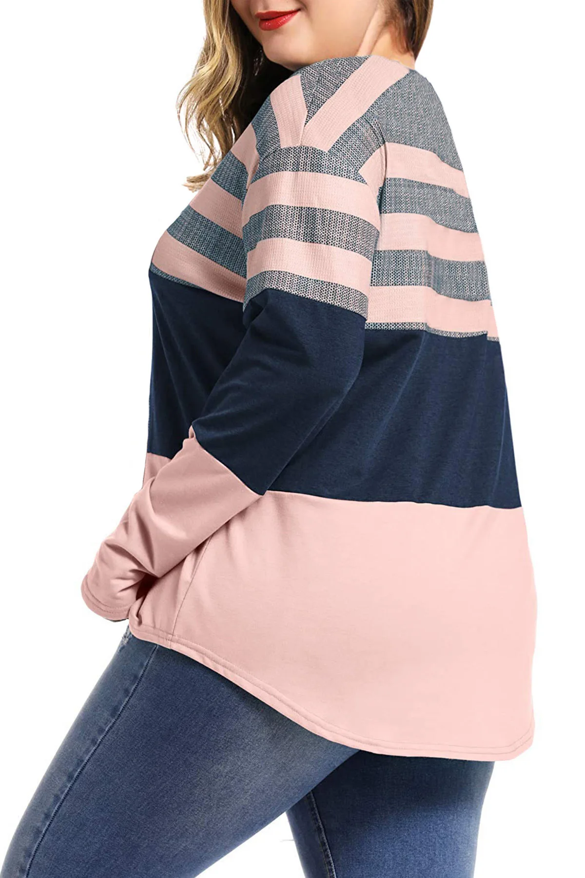 Spring Autumn and Winter Large Women's Printing and Splicing Large Fat Top Plus Size Tops Women Shirt - 4.00063E+12