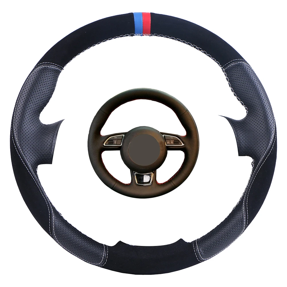 Custom Car Steering Wheel Cover For Audi A3 A4 A5 A6 A7 Allroad RS 7