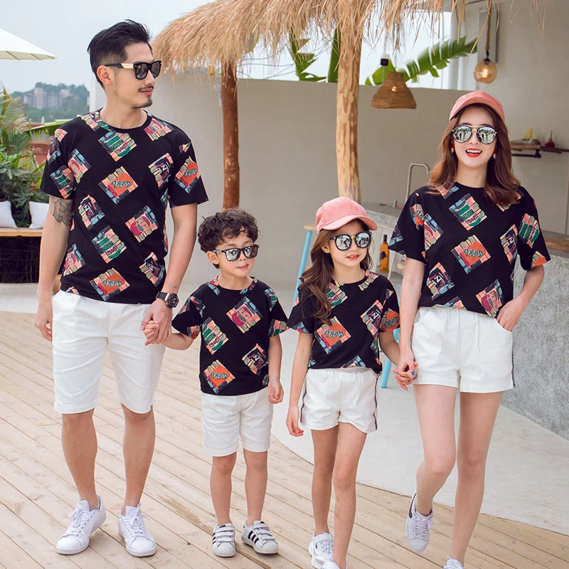 Conjunto de ropa para madre, e hijo, camisetas a juego familiares, para papá e hija, verano 2020|Trajes iguales de familia| - AliExpress