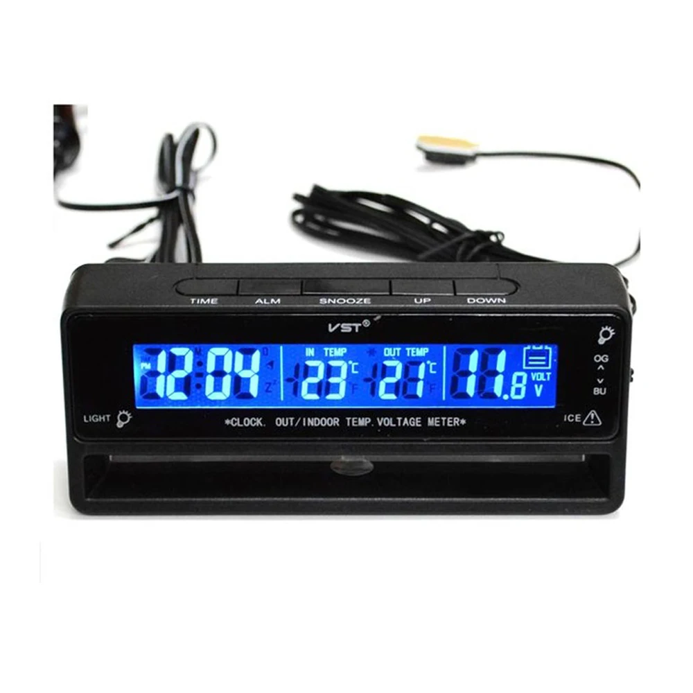 Digital Clock Temperature Meter Thermometer Car Voltage Measuring TS-7010V