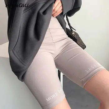 

Summer biker shorts women vintage letter print sexy shorts korean high waisted shorts for women elastic waist black shorts 2020