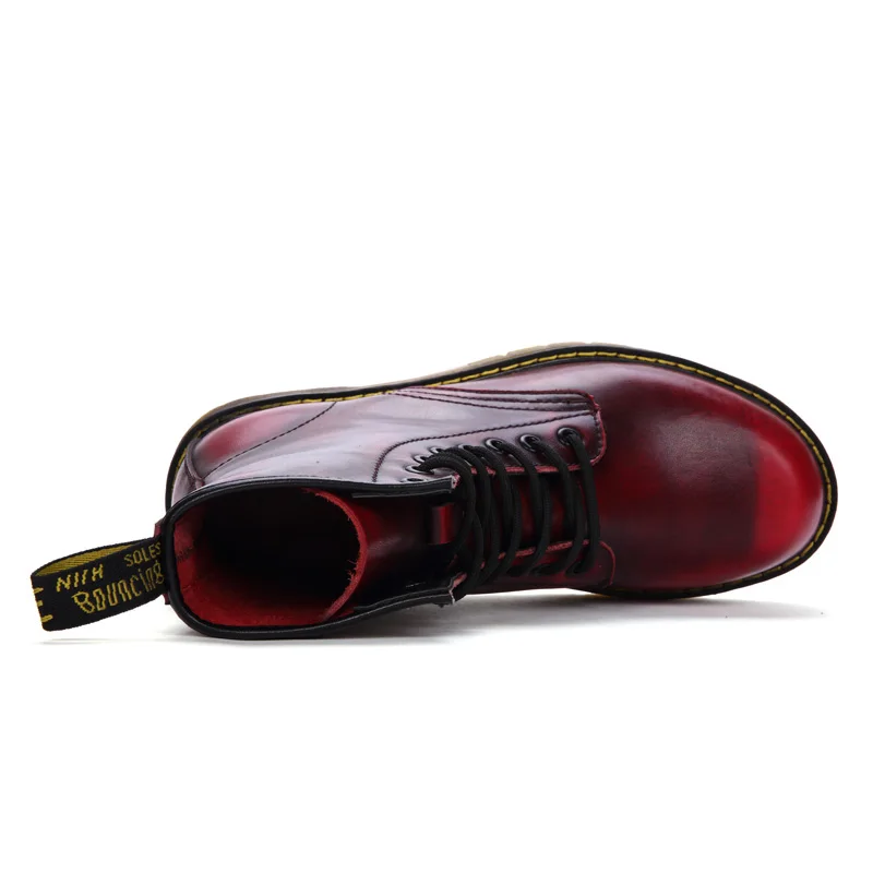 Осенние рабочие ботильоны на платформе женская обувь меху красные ботинки Martin из