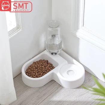 

Dog Cat Food Bowl with Water Bottle Puppy Kitten Automatic Water Dispenser Feeder Pet Double Bowl Not Wetting Mouth Water Bowl