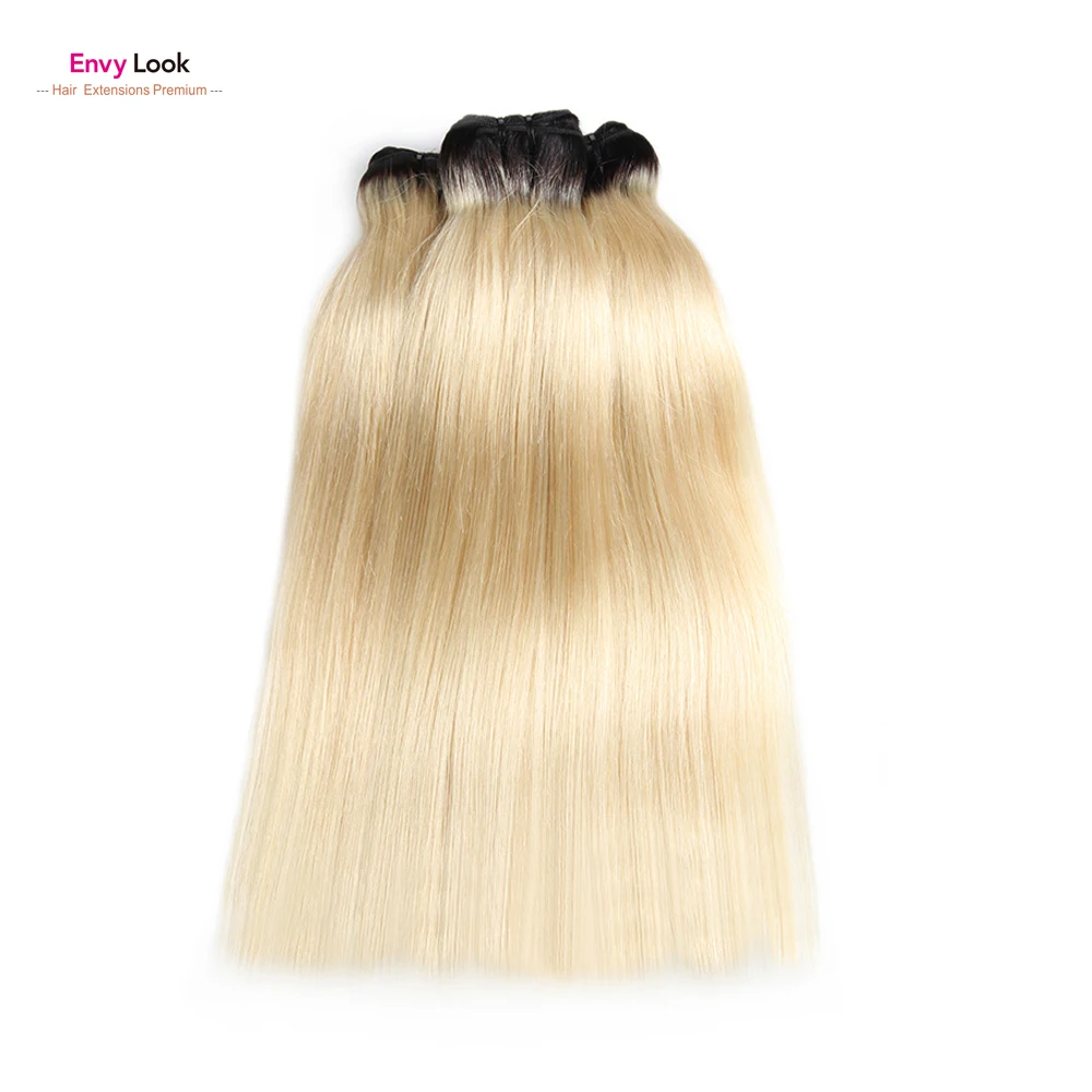 Envy Look Ombre 1B 613 бразильские пряди человеческих волос Remy с машинкой прямые 3 полный