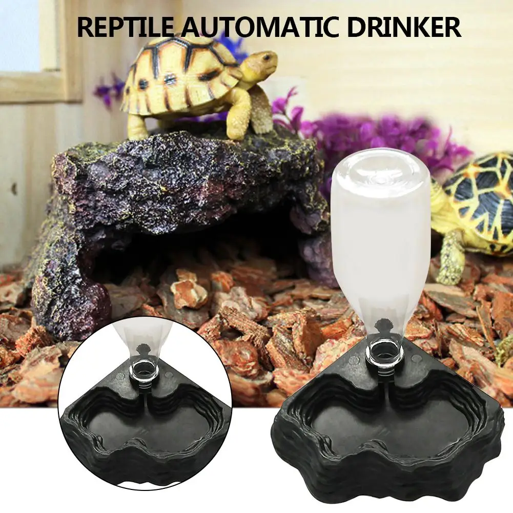 Fuente de beber para mascotas reptiles bebedero automático tortuga lagarto cuenca de agua de fuente de agua potable para caja de reptiles de paisajismo