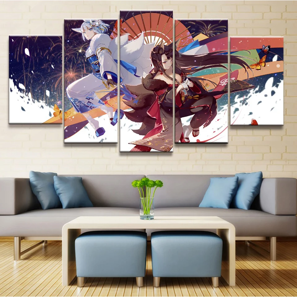 

Animation Akagi Azur Lane Modern 5Pieces Wall Art Canvas Posters Paintings for Living Room Office Home Decor Pictures Decoration