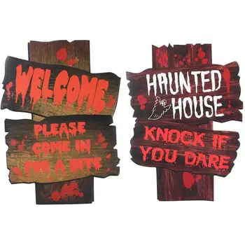 

2Pcs Durable Simple Halloween Signs Guide Festival Props for Shop