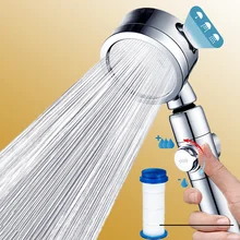 3 Mode Shower Head Adjustable with Filter High Pressure Water Saving Adjustable Flow One-key Stop Water ECO Rainfall Shower Head