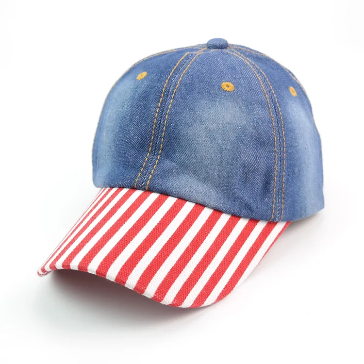 Spring and summer outdoor sunshade cap women's tide casual sports striped denim baseball cap summer hat man