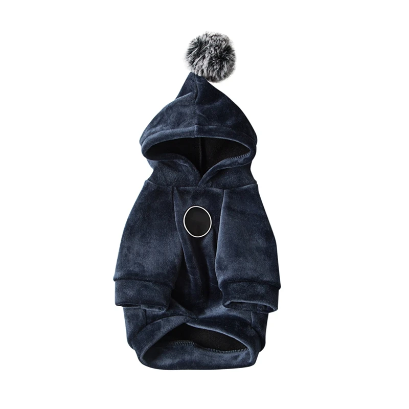 Собака Зимняя одежда худи для домашних собак, куртка для маленькой собаки осеннее пальто куртка для детей Одежда для Йорка Чихуахуа щенок теплая 2 брюки с широкими штанинами Костюмы - Цвет: dark blue
