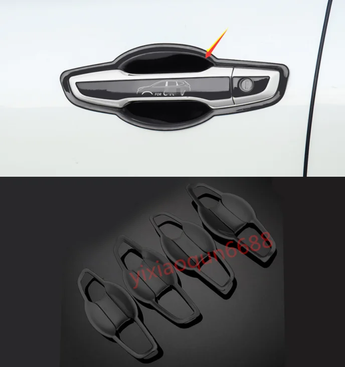 Подходит для Honda CRV CR-V- ABS черный титан Автомобильная дверная чаша декоративная рамка отделка 4 шт