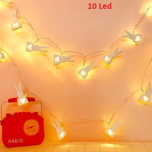 10 20LED милый деревянный кролик сказочная гирлянда светильник Свадебный декор - Цвет: Type A 10LED