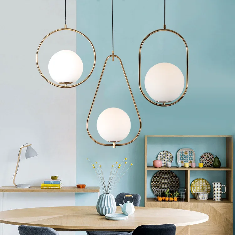 

Modern simplicity LED pendant lights Nordic glass ball hanging lamp Single Head luminaires for bedroom bar restaurant fixtures