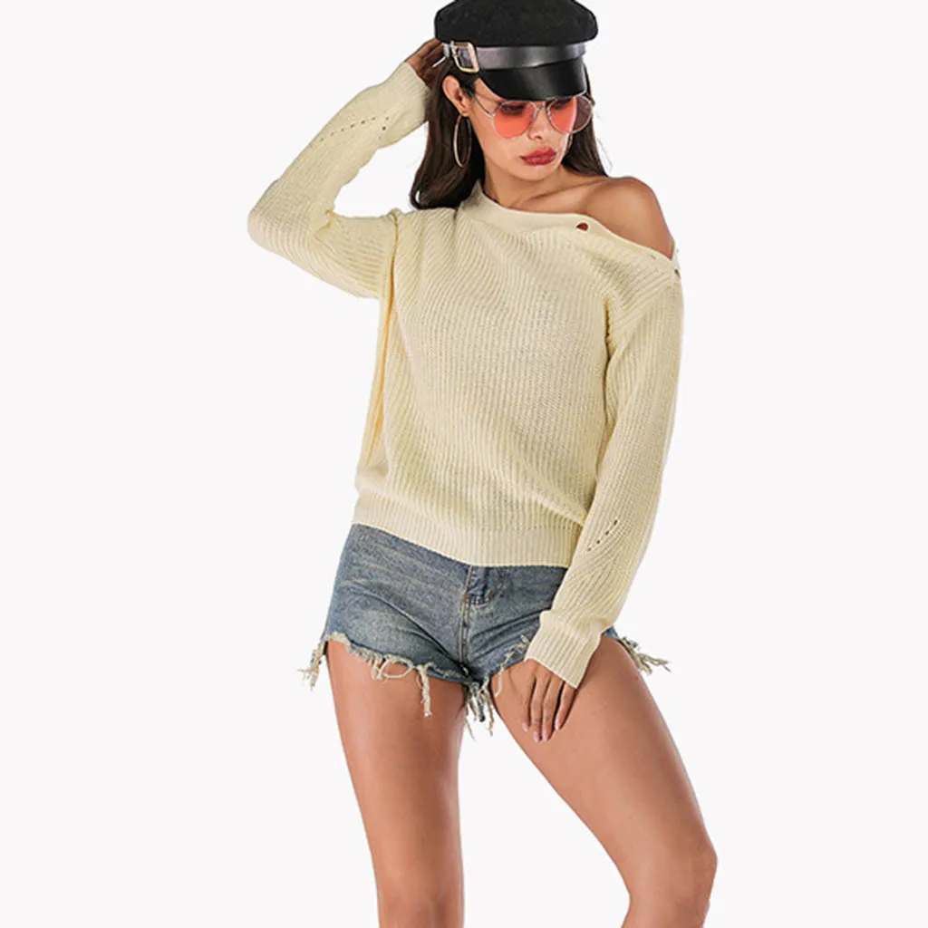 Beige Модные новые женские повседневные пуловеры с длинным рукавом, блузки, топы, свитера - Цвет: Beige