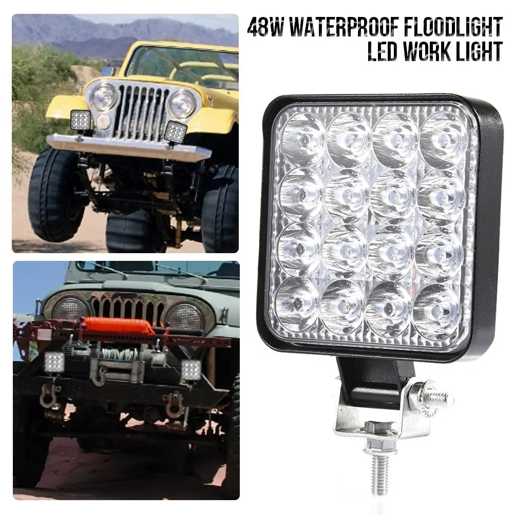 

48w 30 Degree LED flood Beam Lights Square Off-road bulb lamp light fog lighting exterior For Jeep Cabin/Boat/SUV/Truck/Car/ATV