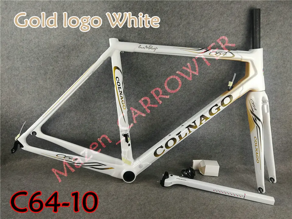 Белый с золотым логотипом Colnago C64 карбоновые шоссейные рамы и 50 мм карбоновые колеса 23 мм ширина Novatec A271 ступицы EMS UPS XDB