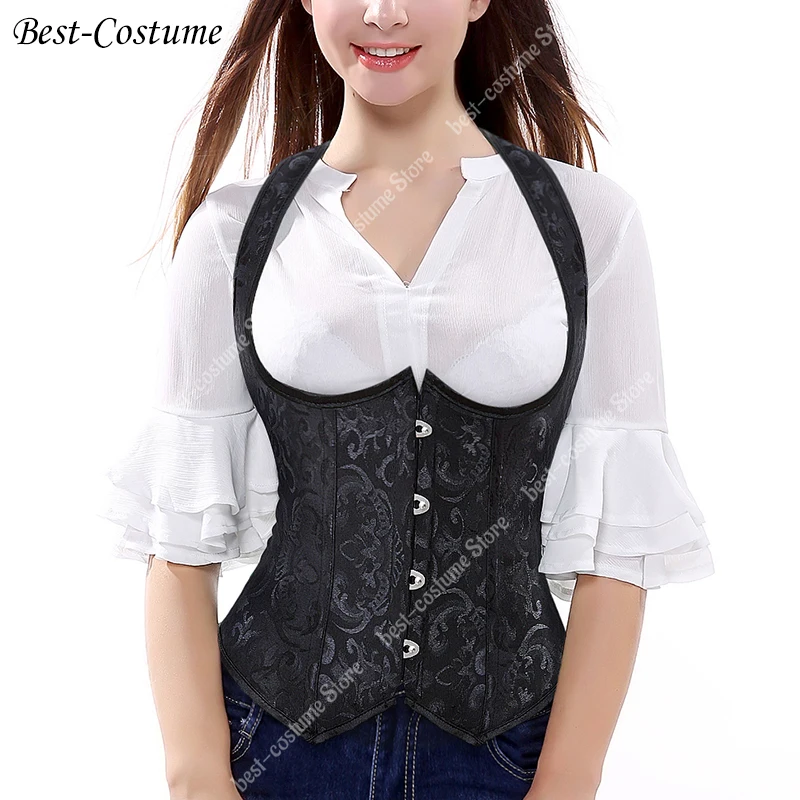 Gothic Corset Womens Faux Leather Steampunk Corsets Bustier Top plus size Boned Waist Cincher Vest Corset Floral