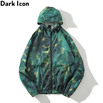 

Dark Icon Print Hoodied Sun Protect Jacket Thin Material Men's Jackets Streetwear Clothing