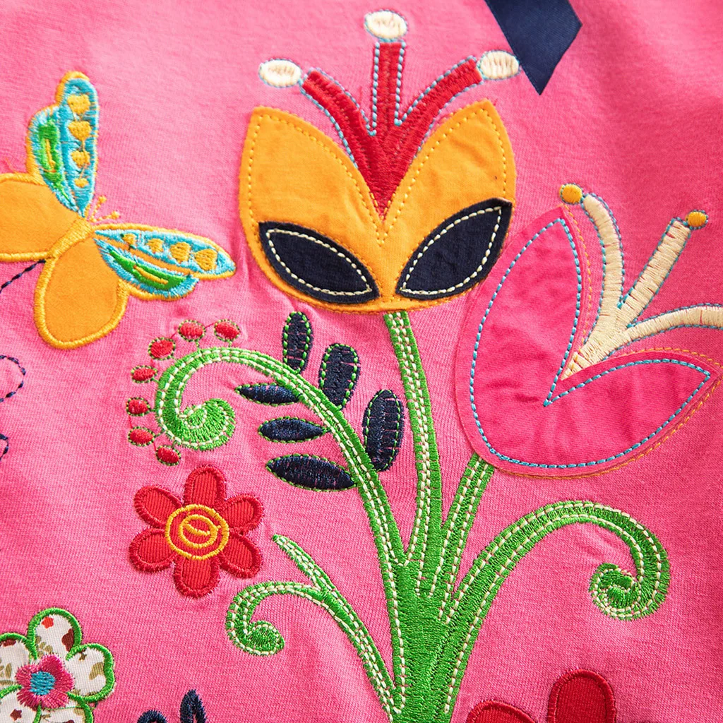 Новое поступление года, Новые Топы для маленьких девочек, детские футболки с цветочным принтом, повседневная ярко-розовая блузка с длинными рукавами bluza dziewczynka