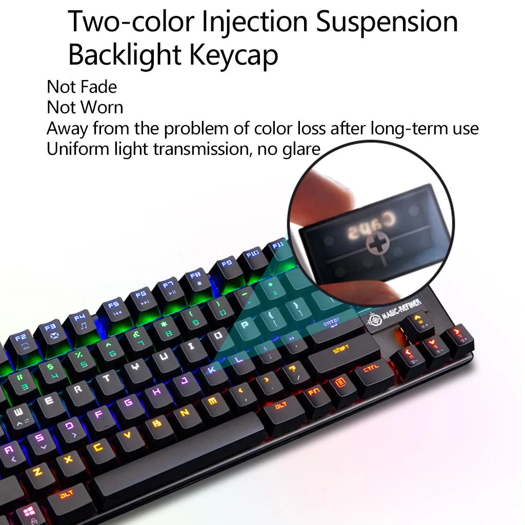 Teclado mecanico 87-Key Механическая клавиатура 10 видов подсветки поддержка пользовательских полноклавишных No Conf zuoya mehanichekaya