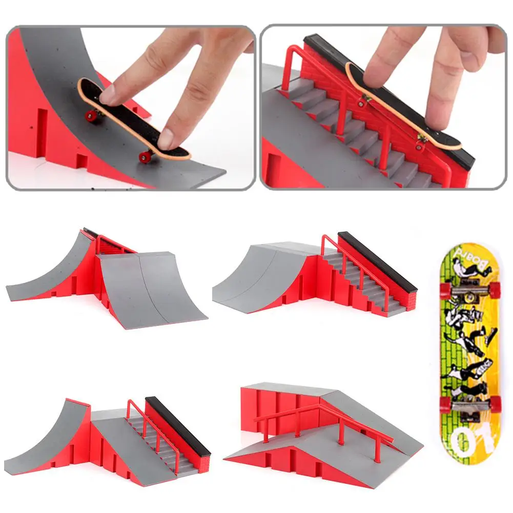 Deck Fingerboard Skate Park Kit Mini Finger Skate Board Table Game Ramp