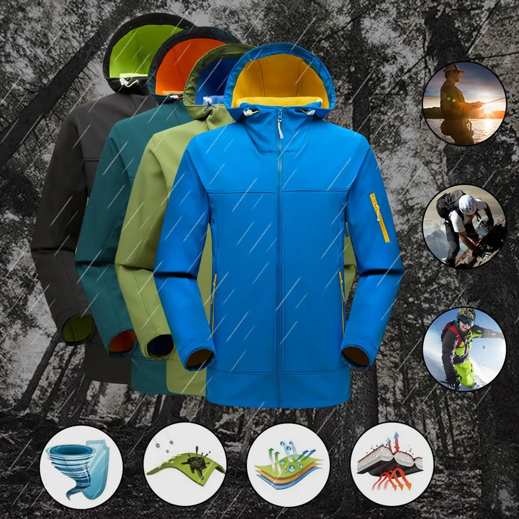 

Outdoor Jackets Men Winter Hooded Softshell Windproof waterproof jackets Soft Coat Shell softshell jackets Men Hiking Clothing20