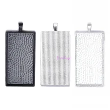 5 шт 24*48 мм посеребренные прямоугольные Bazel настройки пустая основа для подвески Лотки для стеклянных кабошонов или наклеек