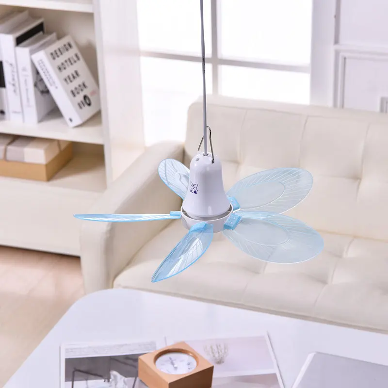 Manufacturers Wholesale Red Butterfly Small Ceiling Fan Students Dormitory Five Leaves Bed Mini Fan Low Noise Hang Electric Fan