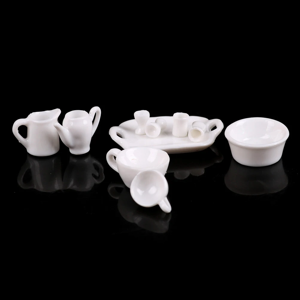 10 шт./компл. белый кукольный домик миниатюрная фарфоровая посуда 1:12 чайный горшок