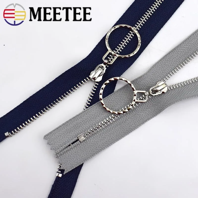 Meetee 2 шт. молнии с закрытым концом 20/30 см с открытым концом; большие размеры 40-70 см 3# металлическая Серебристая зубец Застежка-молния DIY одежды текстиль Декор на молнии Швейные Материал ZA088