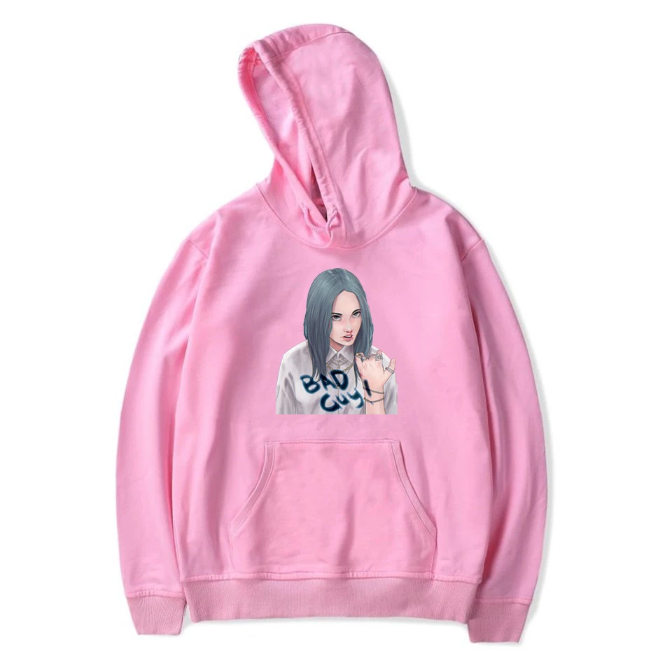 pink Повседневная модная уличная одежда, худи с логотипом Billie Eilish, зимние женские/мужские толстовки с длинным рукавом больших размеров, толстовки в стиле хип-хоп - Цвет: pink