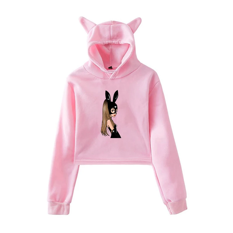 902-3 Ariana Grande, укороченная Женская толстовка, Harajuku, толстовки, розовая одежда, пуловер, толстовка для девочек-подростков, уличная одежда, топы - Цвет: 902-3