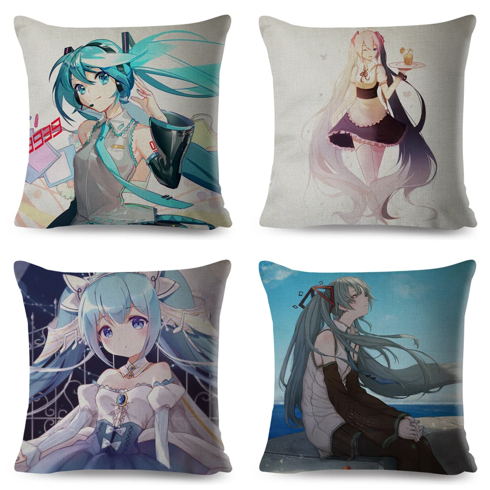 VOCALOID Hatsune Miku музыкальная подушка для девочки чехол для дивана дома автомобиля Мультяшные подушки Чехлы 45x45 см декор наволочки Чехлы на подушку